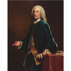 Attributed to Joseph Highmore (1692-1780), British, GENTLEMAN IN BLUE, VELVET WAISTCOAT AND B...