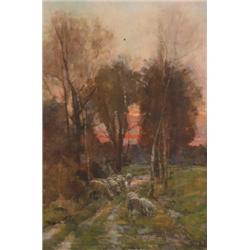 Claude Hayes (1852-1922), Irish, A SURREY PASTORALE,, Oil on canvas; signed lower right,signe...