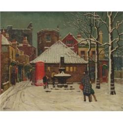 Aeta Jardine (fl.1914-1940), Scottish, WINTER AFTERNOON, HAMMERSMITH, Oil on, canvas; signe...