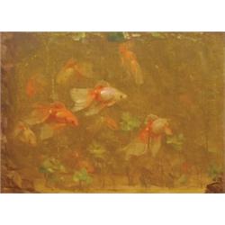 Gerrit William Dijsselhof (1866-1924), Dutch, GOLDFISH IN A ROCKY POOL , Oil on canvas; signed...
