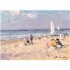 Image 1 : Nicholaas (Niek) van der Plas (1954- ), Dutch, BEACH SCENE, Oil on panel; signed lower right, s...
