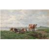 Image 1 : Pieter Stortenbeker, (1828-1898), Dutch, COWS IN A SUNLIT POLDER LANDSCAPE, Watercolour; sign...