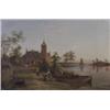 Image 1 : William Raymond Dommerson (1850-1927), Dutch, PEASANTS BY A CANAL,, Oil on canvas; signed low...