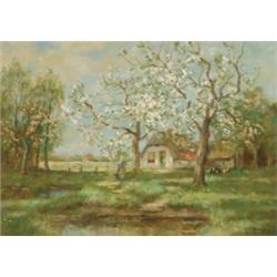 Willem Hendriks (1888-1966), Dutch, SPRINGTIME, Oil on canvas; signed lower right, 20" x 28"...