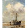 Image 1 : Johan Frederik Cornelis Scherrewitz (1868-1951), Dutch, BOMSCHUIT ON SCHEVENINGEN BEACH,, Oil...