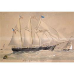 Jacob Spin (1806-1875), Dutch, THE GEORGE E. THATCHER, BOSTON 1870, Watercolour; signed and dat...