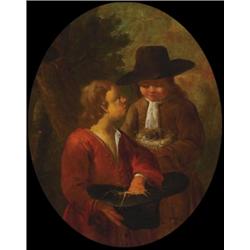 Manner of Benjamin Gerritsz Cuyp (1612-1652), Dutch, CHILDREN WITH A BIRD'S NEST , Oil on canva...