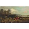 Image 1 : Barbizon School, COWS AND HERDER IN A RIVER LANDCSAPE, Oil on canvas laid down on masonite, 1...