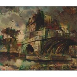 Olivier Foss (1920-), French/ American, PARISIAN BRIDGE, Oil on, canvas; signed upper right...