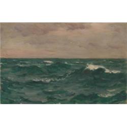 Francis Tattegrain (1852-1915), French, SEASCAPE, Oil on panel, 10.3" x 15.5" - 26 x 39.4 cm....