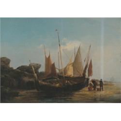 Francois-Jacques-Marie-Maurice Destappe, (19th Century), French, FISHING BOATS AND, FISHERM...