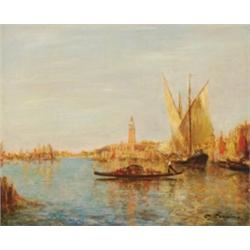 Charles Cousins, (fl. c.1904-1955), French, CANAL A VENICE,, Oil on canvas; signed lower ri...