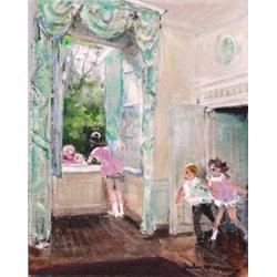 Jules Rene Herve (1884-1981), French, LES PETITES AMIS,, Oil on canvas; signed lower right, s...