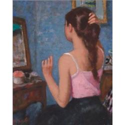 Francois Gall (1912-1987), French, LA COIFFEUSE, Oil on canvas; signed lower left, titled verso...