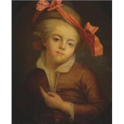 Manner of Jean Baptiste Greuze (1725-1805), French, PORTRAIT OF A YOUTH WITH RIBBON-TIED HAT,...