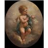 Image 1 : 18th/19th Century French, CHERUB IN THE CLOUDS,, Oil on canvas sculpted in the oval; indistin...