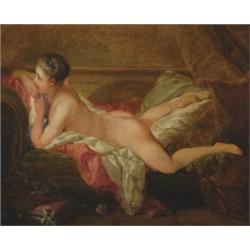 After Francois Boucher, (1703-1770), French, BLONDE ODALISQUE,, Oil on canvas; bears signat...