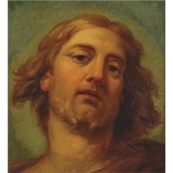 Manner of Noel Nicolas Coypel (1690-1734), French, HEAD OF CHRIST, Oil on board, 17" x 15.8"...