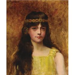 LTon Francois Comerre, (1850-1916), French, YOUNG HAREM GIRL,, Oil on canvas; signed upper...