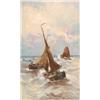Image 1 : German Grobe (1857-1938), German, FISHING BOATS IN A SWELL, Oil on canvas; signed lower right...