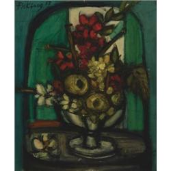 Frans Priking (1927-1979), German, STILL LIFE OF FLOWERS,, Oil on canvas; signed and dated 57...