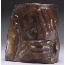 Kathe Kollwitz (1867-1945), German, DIE KLAGE, Bronze relief with brown patination; signed and...