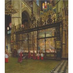 Heinrich Hermanns, (1862-1942), German, THE HIGH ALTAR, TOLEDO CATHEDRAL, Oil on canvas; sign...
