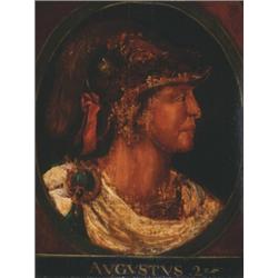 School of Johann (Hans von) Aachen (1552-1616), German, AUGUSTUS II, Oil on panel, sculpted in...
