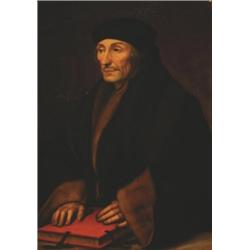 After Hans Holbein, (1498-1543), German, ERASMUS OF ROTTERDAM, Oil on canvas, 28.5" x 21" -...