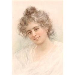 Vittorio Tessari (1860-), Italian, VENETIAN GIRL, Watercolour; signed at Venezia to label verso...