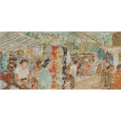 Bernardino Toppi, (20th Century), Italian, MARCHE D'ETTOFFES, Mixed-media on masonite; signed...