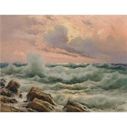 Cavaliere Michele Federico (1884-1966), Italian, EVENING APPROACHING, CAPRI, Oil on canvas; sig...