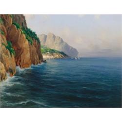 Cavaliere Michele Federico (1884-1966), Italian, THE HARBOUR AT CAPRI,, Oil on canvas; signed...