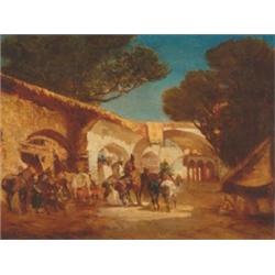 Alberto Pasini (1826-1899), Italian, AN ARAB MARKET,, Oil on canvas; signed and dated 1856 lo...
