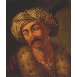 18th Century Italian, PORTRAIT OF A TURK,, Oil on canvas, 17" x 14.3" - 43.2 x 36.2 cm., ...