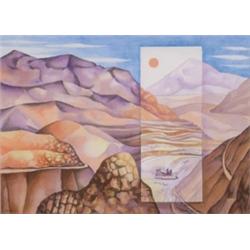 Mario Carreno (1913-1999), Cuban, EL INDIO GOLDMINE, CHILE, Watercolour; signed and dated 82 lo...