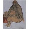 Image 1 : JosT Clemente Orozco, (1883-1949), Mexican, SEATED WOMAN WITH A BASKET (A sketch of a Cloaked...