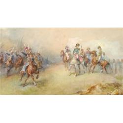 Jerzy Truszkowski (20th Century), Polish, NAPOLEON SURVEYING THE FRENCH ADVANCE AND POLISH CAVA...