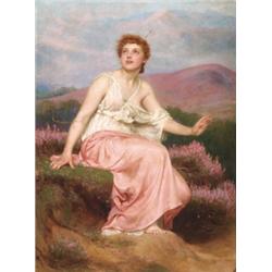 Philip Hermogenes Calderon (1833-1898), Spanish, HARK, HARK, THE LARK, Oil on canvas; signed an...