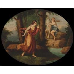 Angelica Catharina Kauffmann (1741-1807), Swiss, HARMONY, Oil on copper sculpted in the oval...