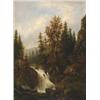 Image 1 : R** Exner (19th Century), European, FIGURES ON A PATH BY A WATERFALL, Oil on canvas; signd lowe...