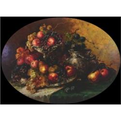 F** Sendlinger, (19th/20th Century) , European, STILL LIFE OF GRAPES, APPLES, PEARS AND SILVE...