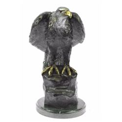 Bronze Sculpture Large Falcon American Eagle By Moigniez Marble Base Figurine