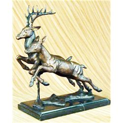 Buck Stag Wildlife edition Bronze Statue on a marble base