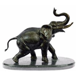Elephant bronze sculpture on marble base