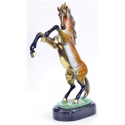Horse Bronze Statue on Marble base color patina