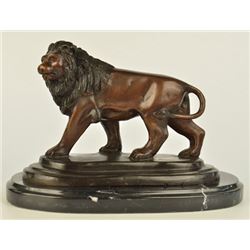 Lion Bronze Statue on marble base art Sculpture