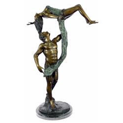 Poised Dancer Ballerina Bronze Sculpture on a balck marble base