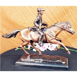 Signed Pj Mene French Soldier On Horse Bronze Marble Sculpture Statue Figure