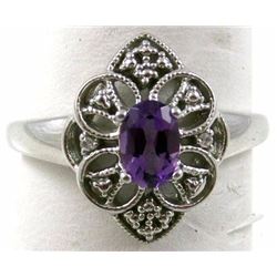 floral vintage gemstone sterling silver ring